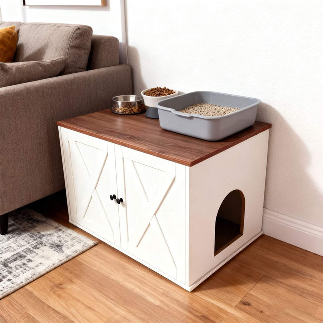 Cat Litter Cabinet with Side Entrance and Divider
