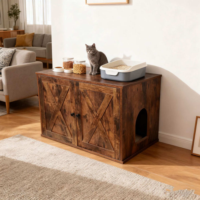 Cat Litter Cabinet with Side Entrance and Divider