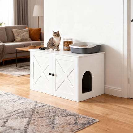 Cat Litter Cabinet with Side Entrance and Divider