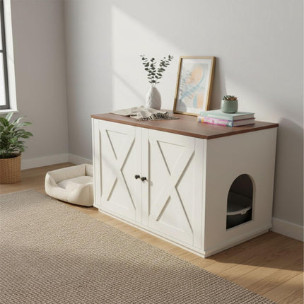 Cat Litter Cabinet with Side Entrance and Divider