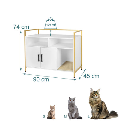 Cat Litter Cabinet with Storage and Litter Mat