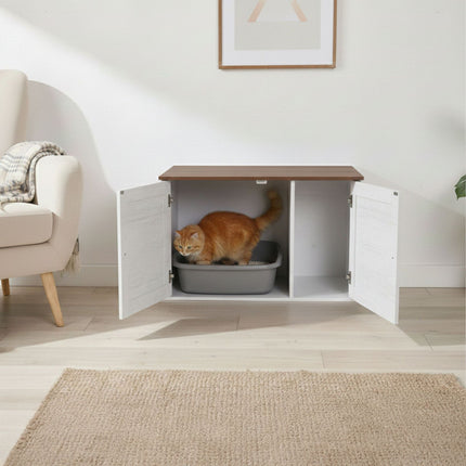 Cat Litter Cabinet with Ventilation, Wood Effect