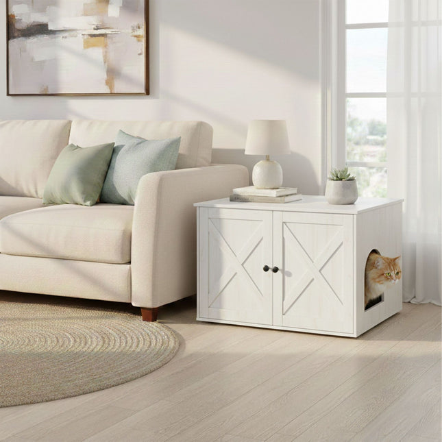 Cat Litter Cabinet with Ventilation, Wood Effect