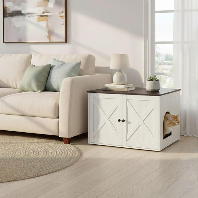 Cat Litter Cabinet with Ventilation, Wood Effect