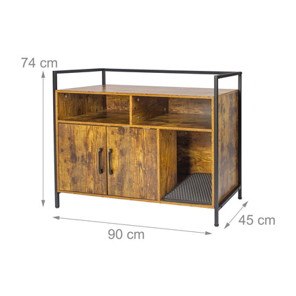 Cat Litter Tray Cabinet with Storage and Litter Mat