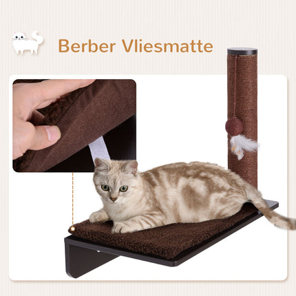 Cat Lounger with scratching post and plush cushion, 55x30x50cm