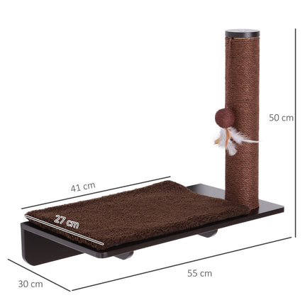 Cat Lounger with scratching post and plush cushion, 55x30x50cm