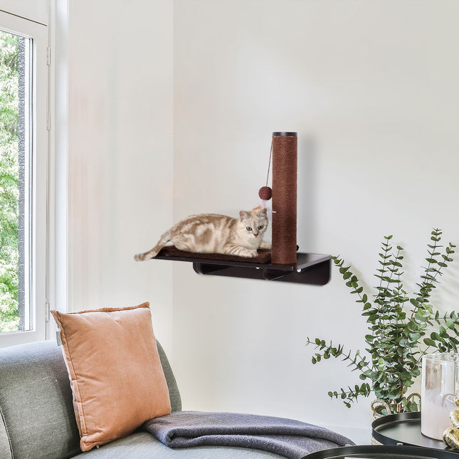 Cat Lounger with scratching post and plush cushion, 55x30x50cm