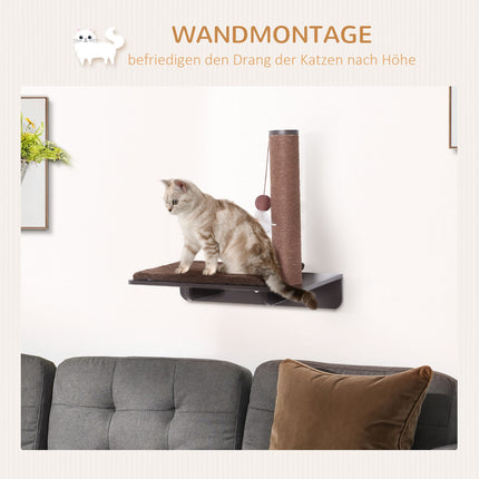 Cat Lounger with scratching post and plush cushion, 55x30x50cm