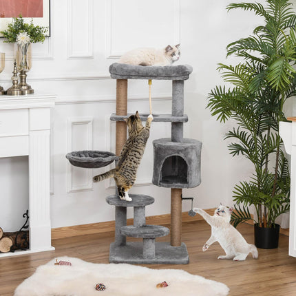 Cat scratching post with cave and basket, holds up to 5 kg