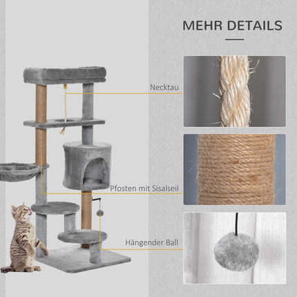 Cat scratching post with cave and basket, holds up to 5 kg
