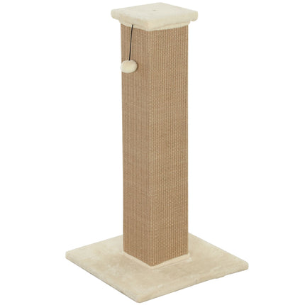 Cat Scratching Post 81 cm with Natural Jute and Ball Toy, Plush Base, Beige