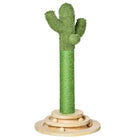 Kattenkrabpaal In Cactusdesign, Grenenhout En Sisaltouw, Met Houten Speelgoedbal, 60 Cm, Groen+Naturel