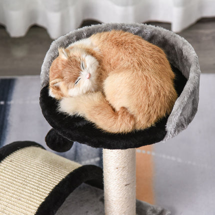 Cat scratching post with sisal, play balls, black, 35.5x37x46 cm