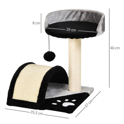 Cat scratching post with sisal, play balls, black, 35.5x37x46 cm