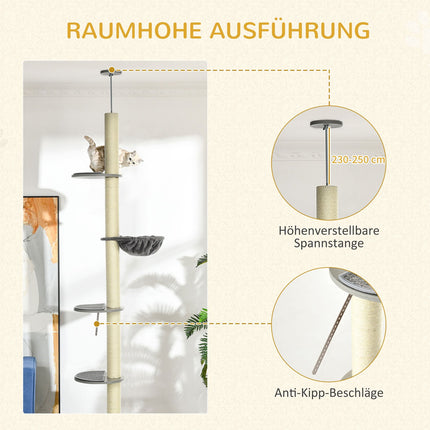 Adjustable roof scraper pole, 230-250 cm, grey/cream