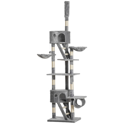 Cat tree with high ceiling with sisal, 60x45x240-260cm, gray