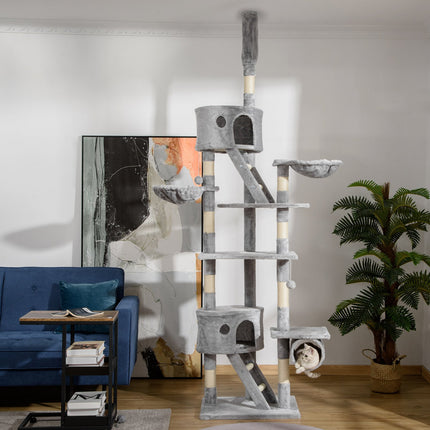 Cat tree with high ceiling with sisal, 60x45x240-260cm, gray