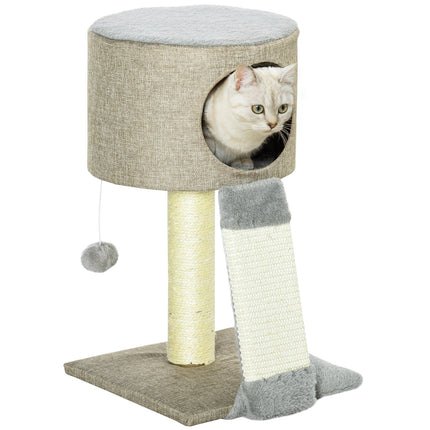 Cat Scratching Tree With Play Ball, Grey, 30x30x50 cm