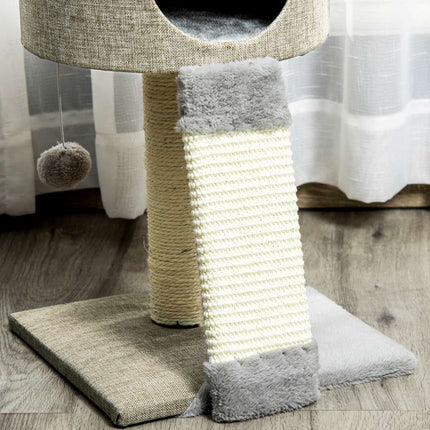 Cat Scratching Tree With Play Ball, Grey, 30x30x50 cm