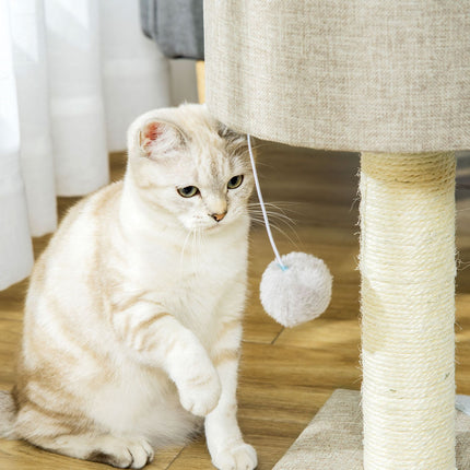 Cat Scratching Tree With Play Ball, Grey, 30x30x50 cm