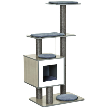 Cat scratching post with sisal and toy ball, grey, large