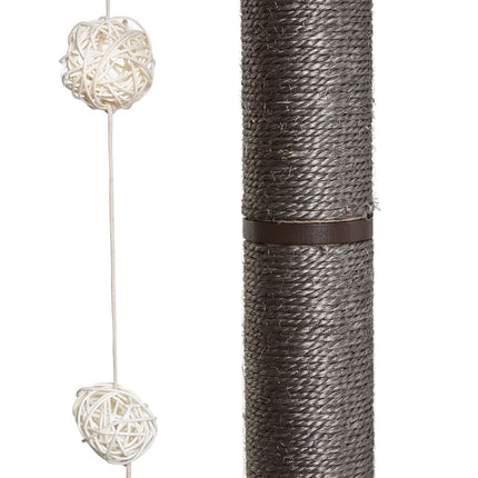 Cat scratching post with sisal and toy ball, grey, large