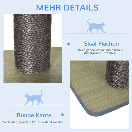 Cat scratching post with sisal and toy ball, grey, large
