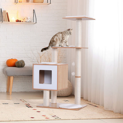 Cat scratching tree with sisal and toy, 71.5x49.5x120 cm