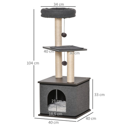 Cat Scratching Tree, Dark Grey, 40x104 cm, Sisal Rope