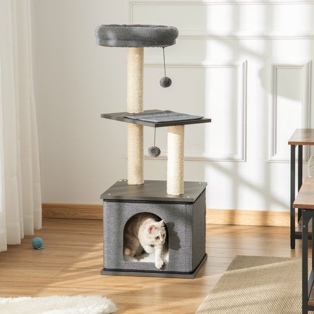 Cat Scratching Tree, Dark Grey, 40x104 cm, Sisal Rope