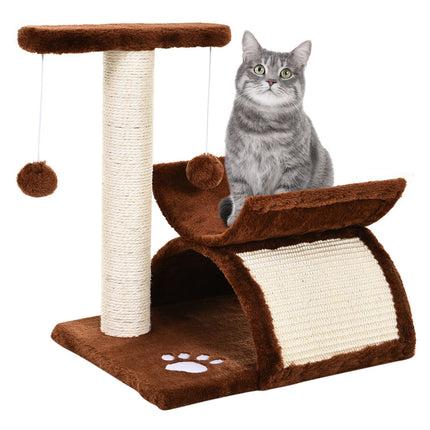Cat scratching post with play ball, brown, 40x30x43 cm