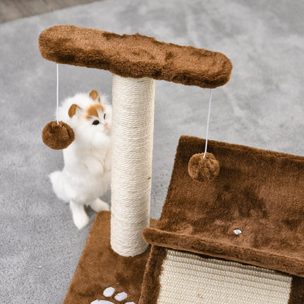 Cat scratching post with play ball, brown, 40x30x43 cm