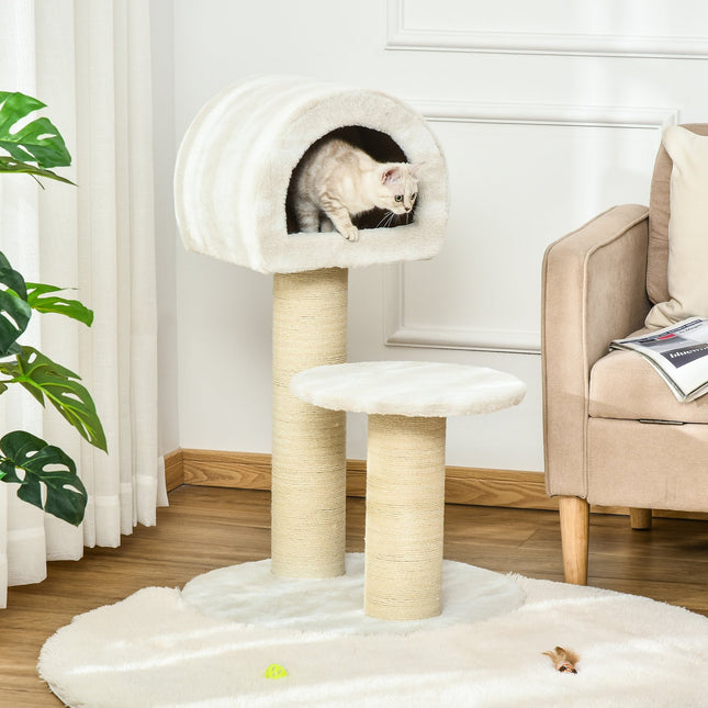 Cat scratching tree with sisal poles and play ball, 93 cm