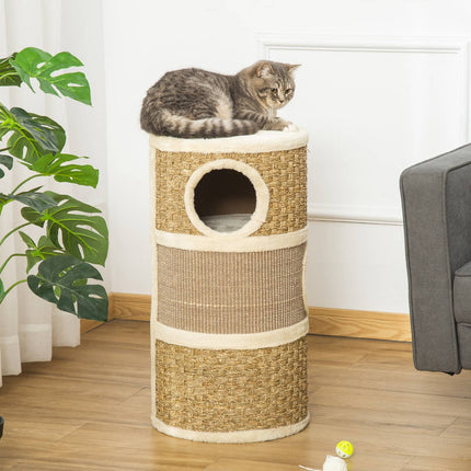 Cat Scratching Barrel, 3-Level Sisal Plush, 37.5x70 cm
