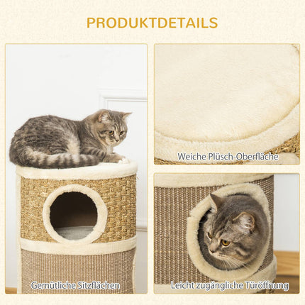 Cat Scratching Barrel, 3-Level Sisal Plush, 37.5x70 cm