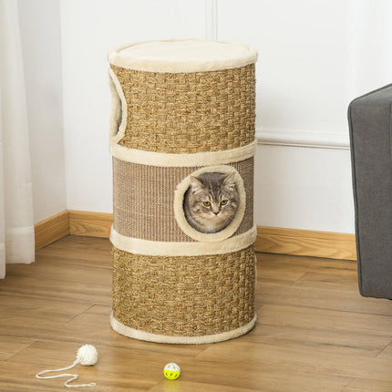 Cat Scratching Barrel, 3-Level Sisal Plush, 37.5x70 cm