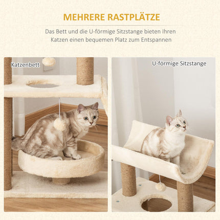 Small cat scratching post with bed and play ball - 76 cm