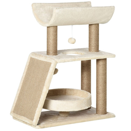 Small cat scratching post with bed and play ball - 76 cm