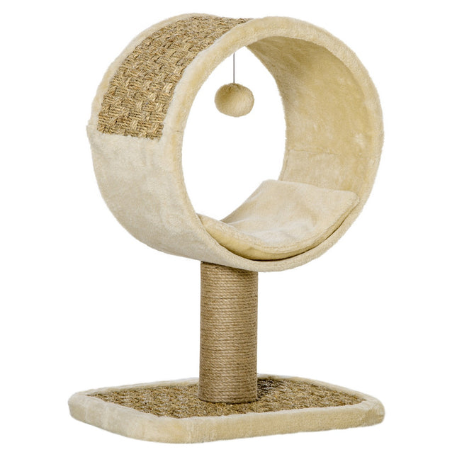 Cat scratching post, jute stem, toys, khaki/brown, 40x30x56cm