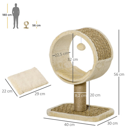 Cat scratching post, jute stem, toys, khaki/brown, 40x30x56cm