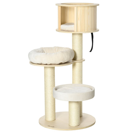 Cat tree with 3 levels, cave, sisal posts, 122 cm