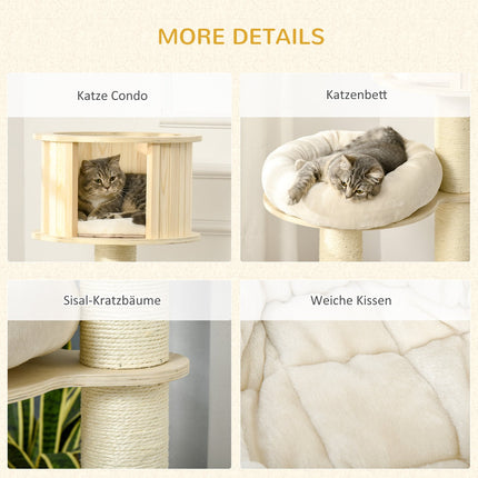 Cat tree with 3 levels, cave, sisal posts, 122 cm