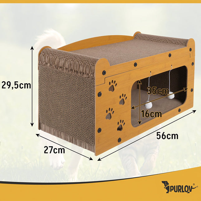 Cat Scratching Post with 2 Levels, Eco-Friendly HDF
