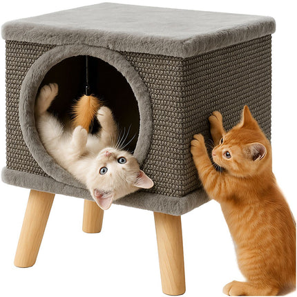 Cat Scratching Post with Bed, Sisal, Stable Legs