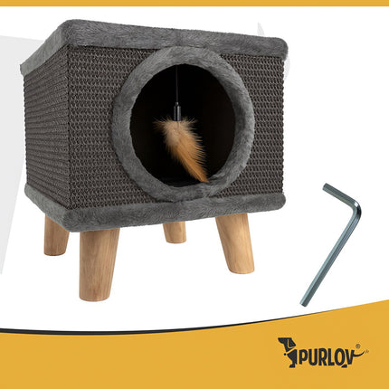 Cat Scratching Post with Bed, Sisal, Stable Legs