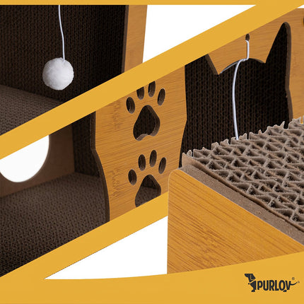 Cat Scratching Post with Two-Story House, Eco-Friendly