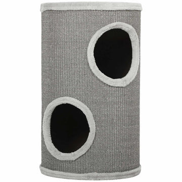 Cat Scratching Tower, 2 Levels, Sisal & Plush, Light Grey