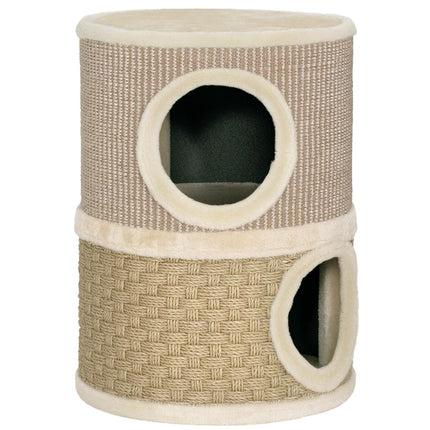 Cat Scratching Tower, 49cm, 2-Level, Plush Edge, Khaki