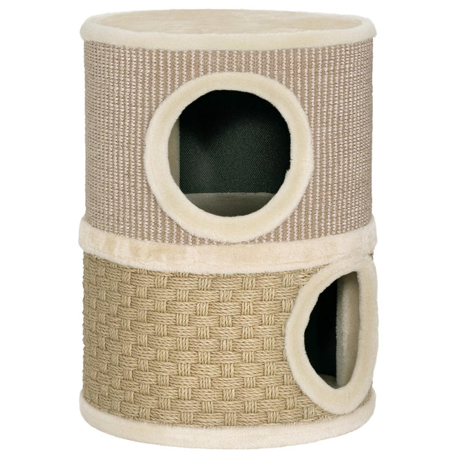 Cat Scratching Tower, 49cm, 2-Level, Plush Edge, Khaki